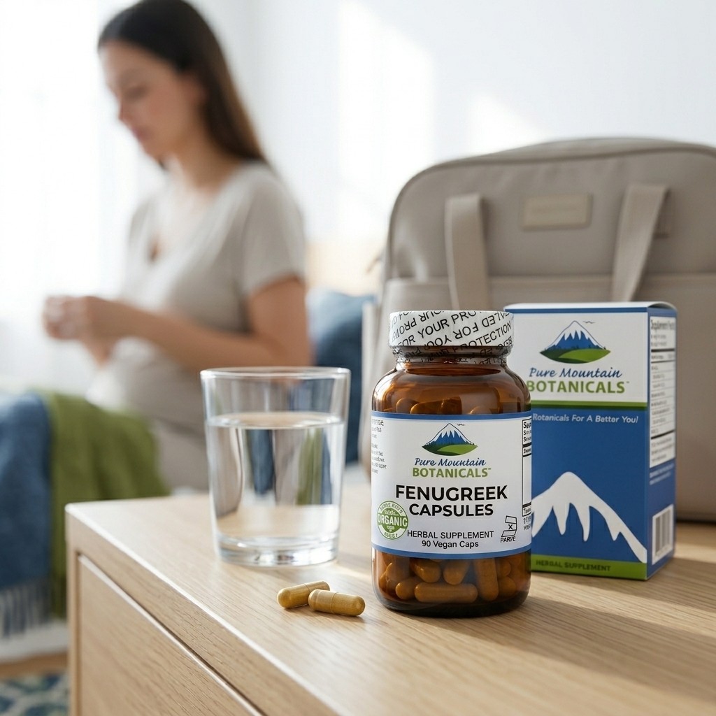 Pure Mountain Botanicals Fenugreek Capsules Organic Fenugreek Seed Supplement