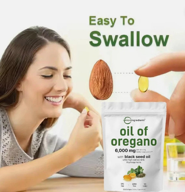 2 in 1 Oil of Oregano & Black Seed Softgels Count with Carvacrol,Immune Supports
