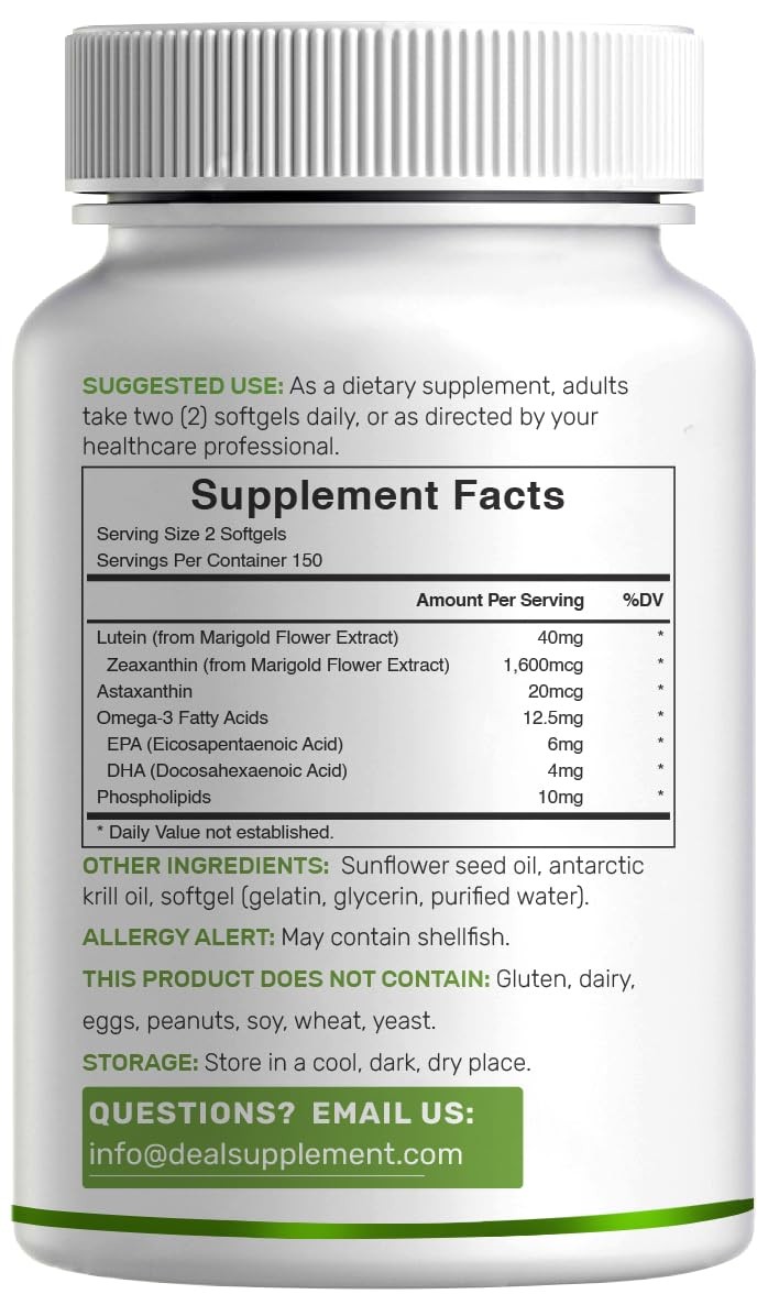 Lutein and Zeaxanthin Supplements, 40mg Per Serving, 300 Count (Pack of 1)