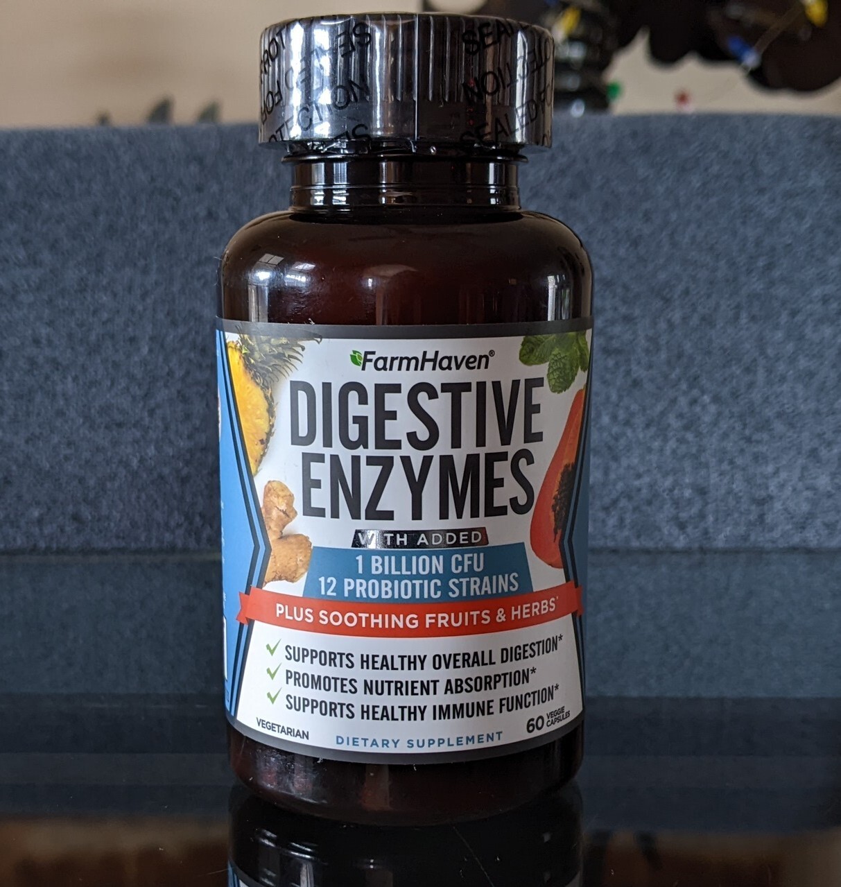 FarmHaven Digestive Enzymes Plus Probiotics, Exp 12/2025 (2 available)