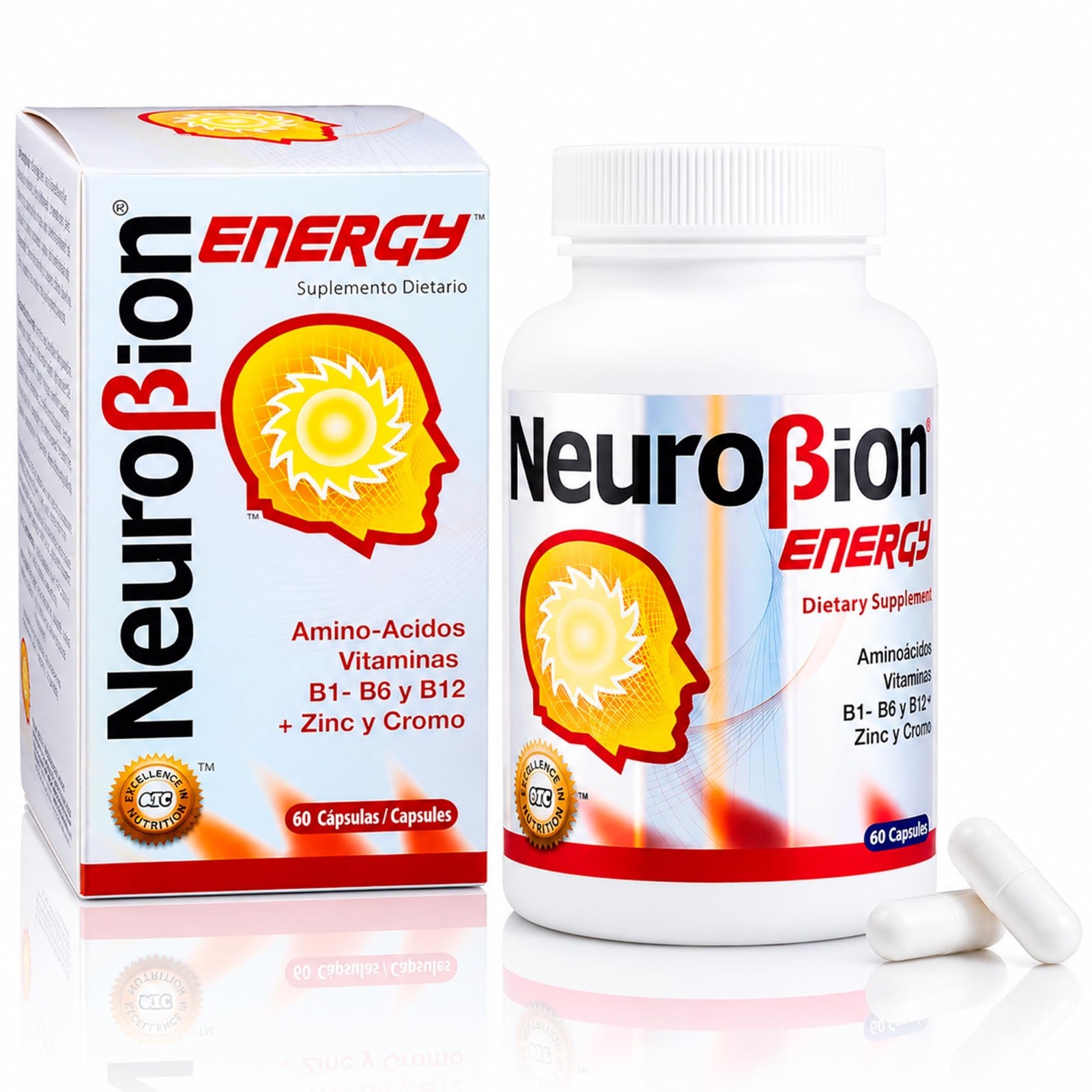 60 Caps Neurobion Energy – Amino Acids & Vitamins B1 B2 B6 B12 – Boost Brain Ale