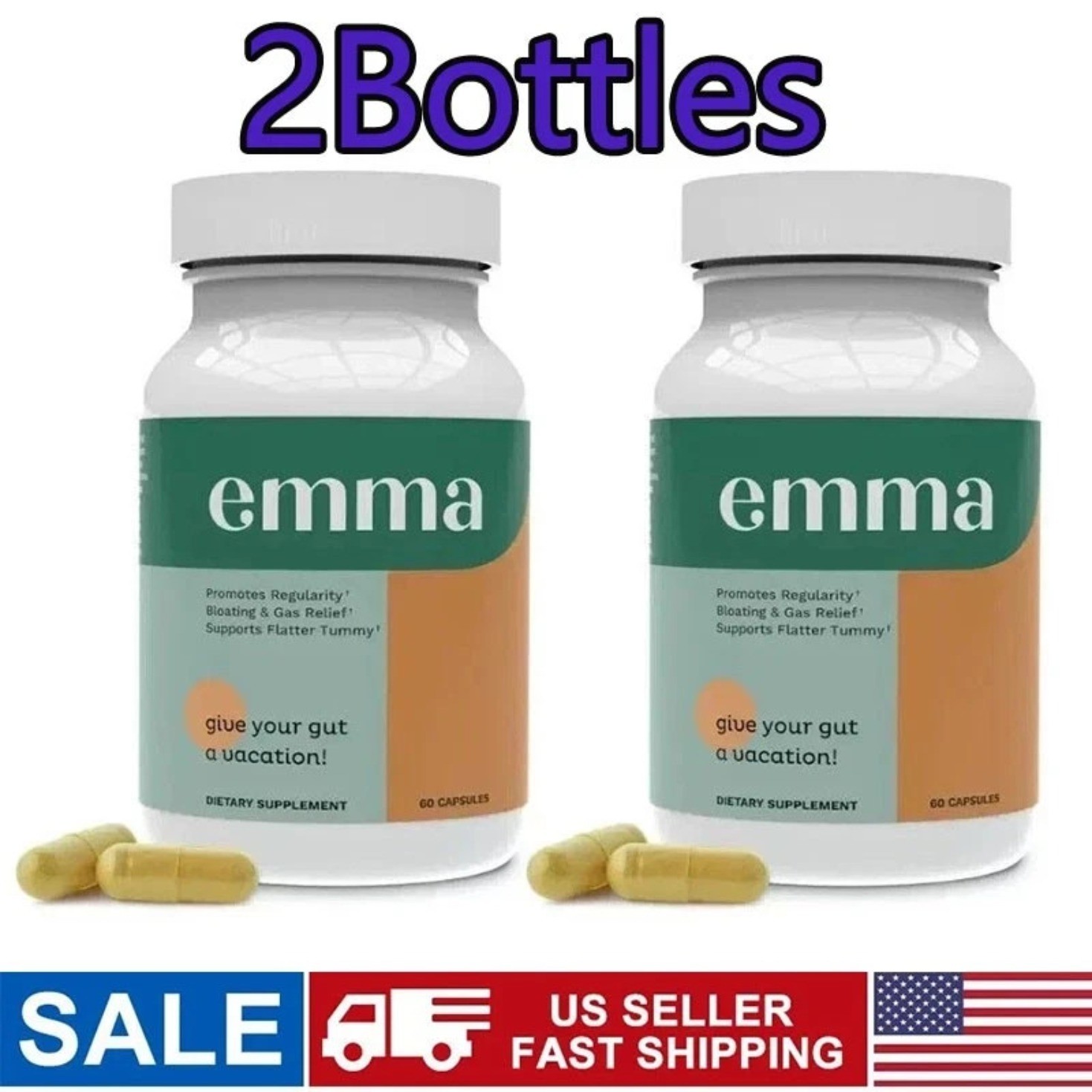 2Bottle-Emma Gut Health Doctors Endorsed Supplement 60 Capsule Improve Digestive