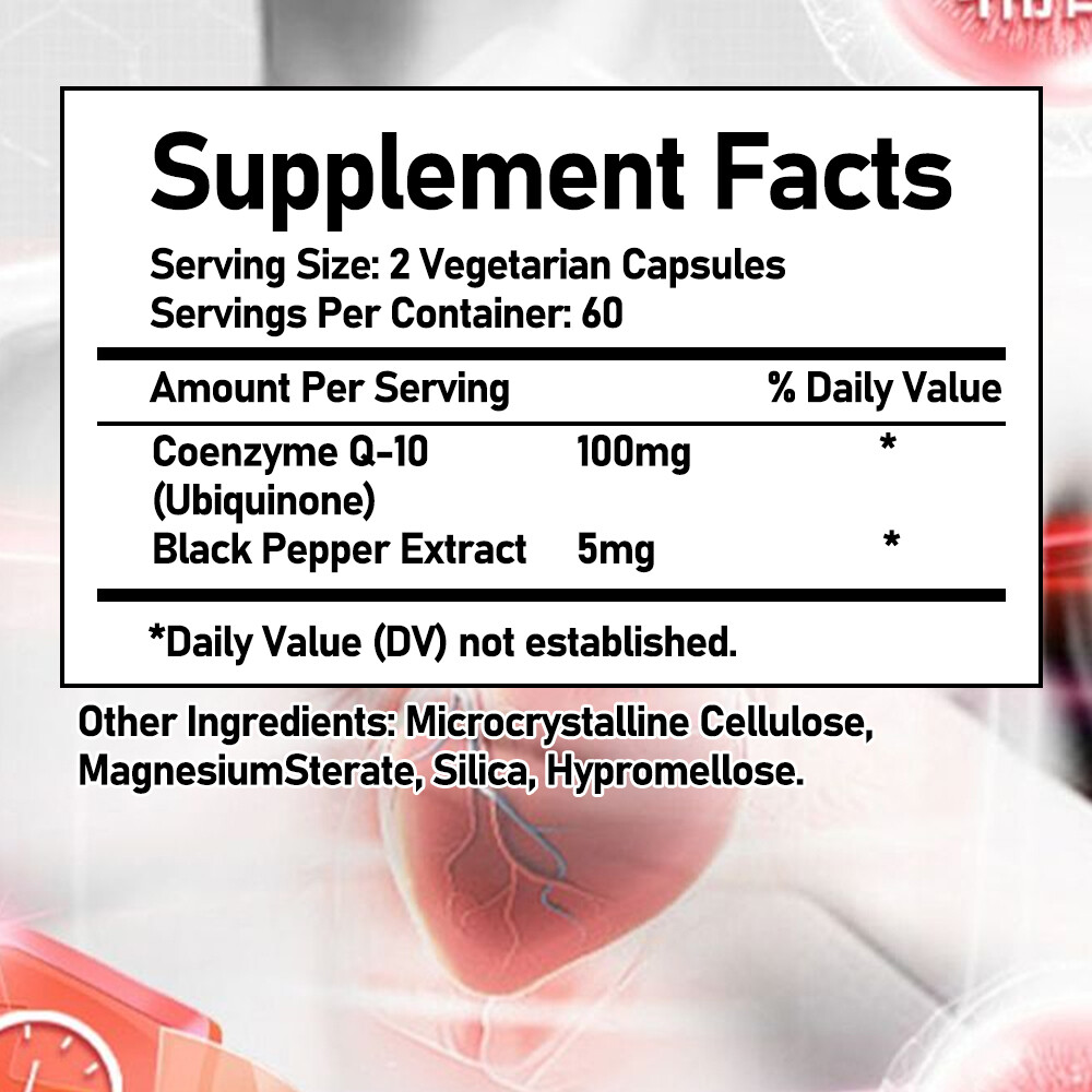 Coq10 Co Enzyme Ubiquinone Cq10 Of Coenzyme Q10 Heart Health 30/60/120 Capsules