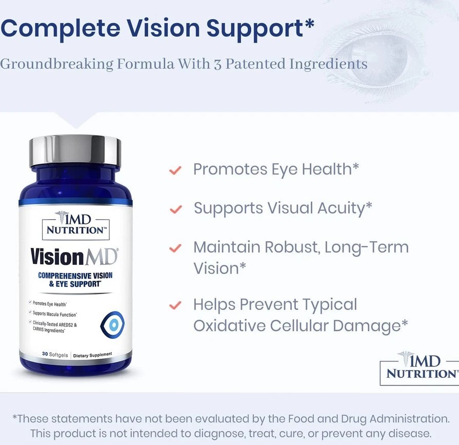 3 pack Vision Nutrition MD MD Eye Vitamin CARMIS – Eye Supplement 30 Softgels.