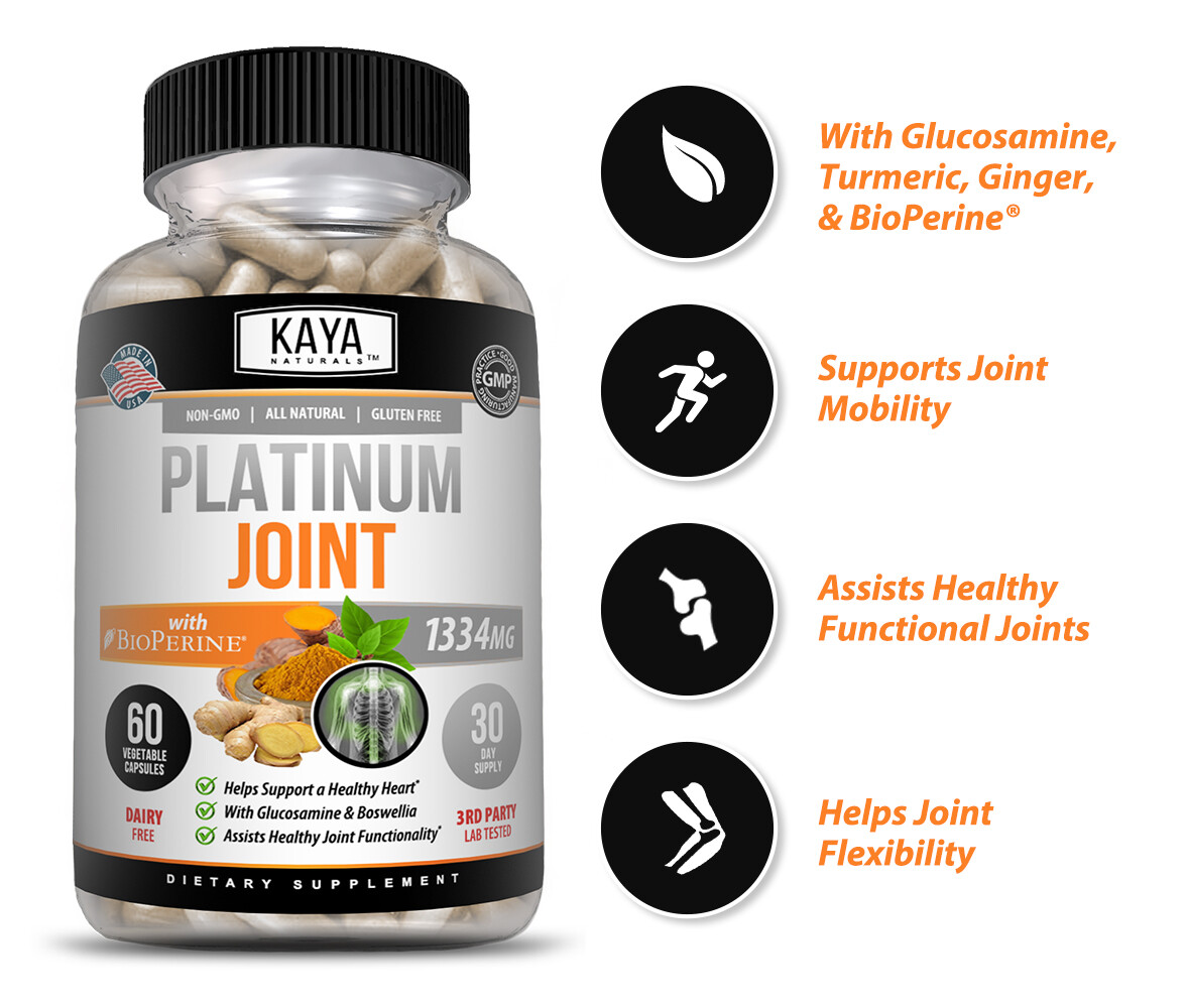 (2 Pack) Platinum Joint, Pain Relief, Joint Support, Anti Inflammatory, Turmeric
