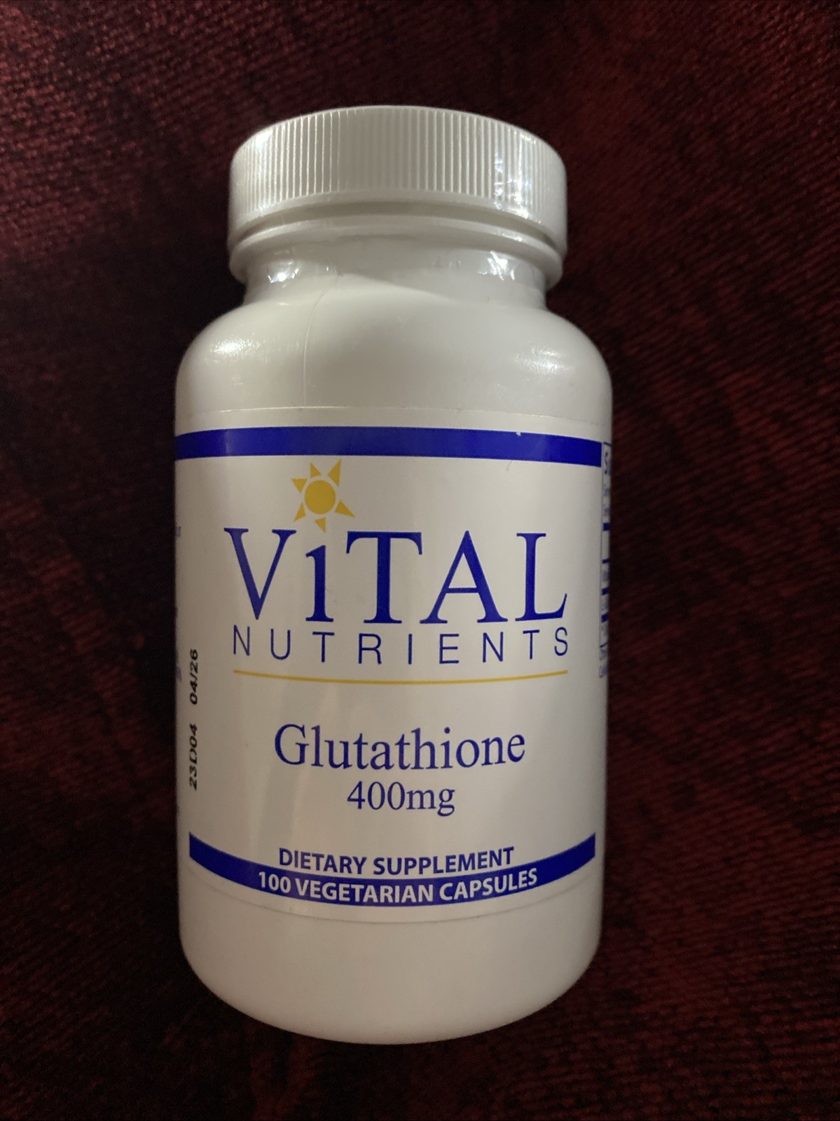Vital Nutrients Glutathione 400mg 100 Veg Capsules Exp. 04/26