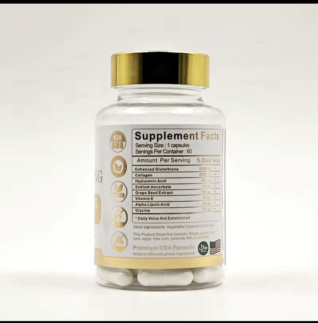 Skin Whitening 10000mg Glutathione & Vitamin Collagen 60 Capsules