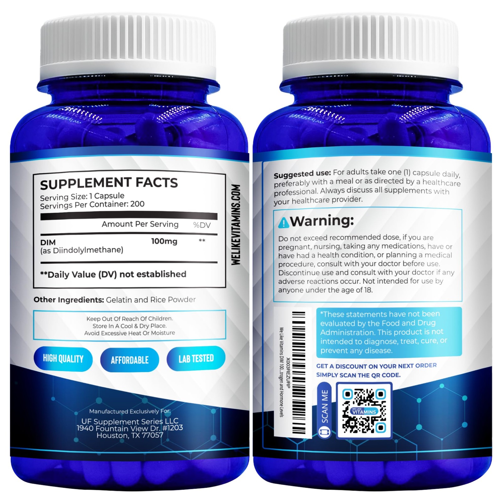 DIM 100mg 200 Capsules – 200 Day Supply – Diindolylmethane DIM Supplement for…