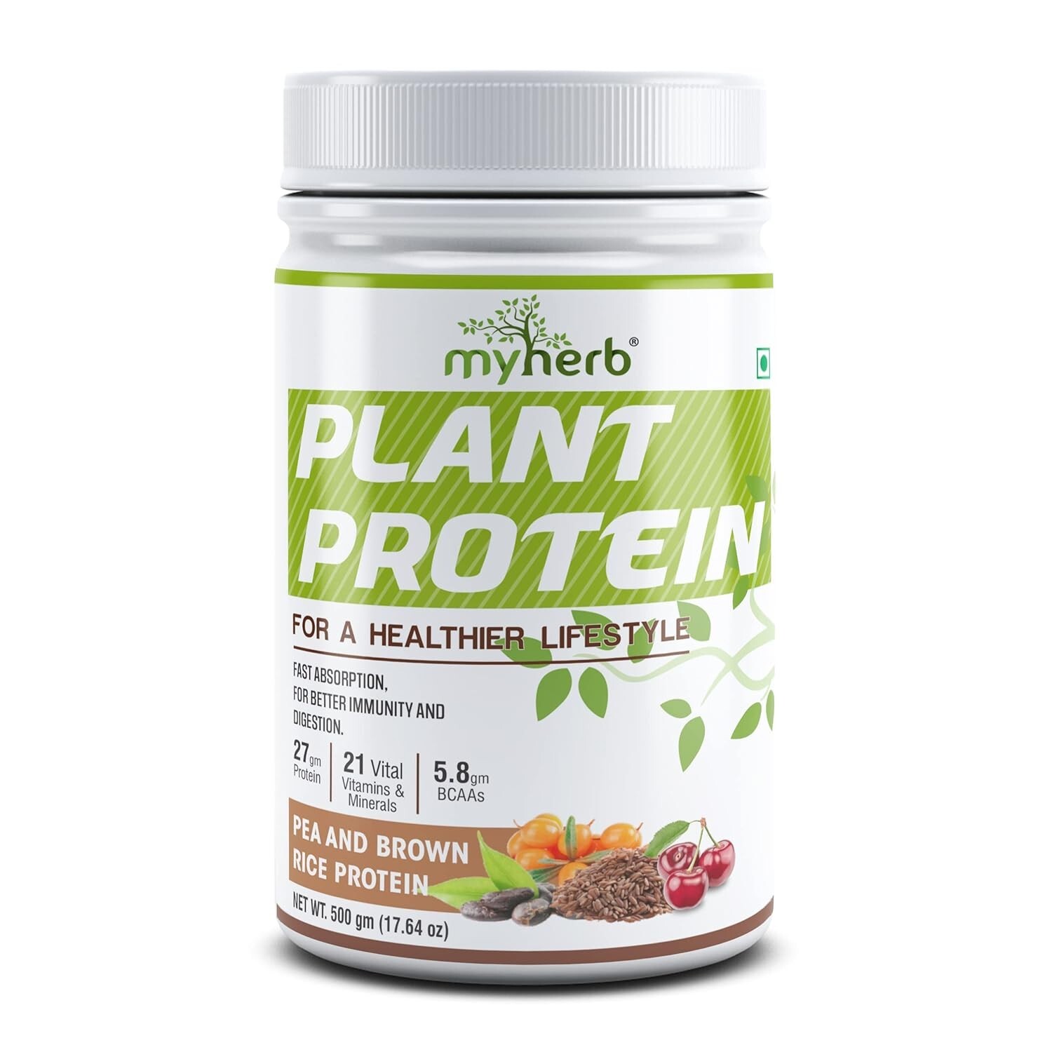 MYHERB Plant Protein Powder | Pea And Brown Rice Protein Powder 500GM