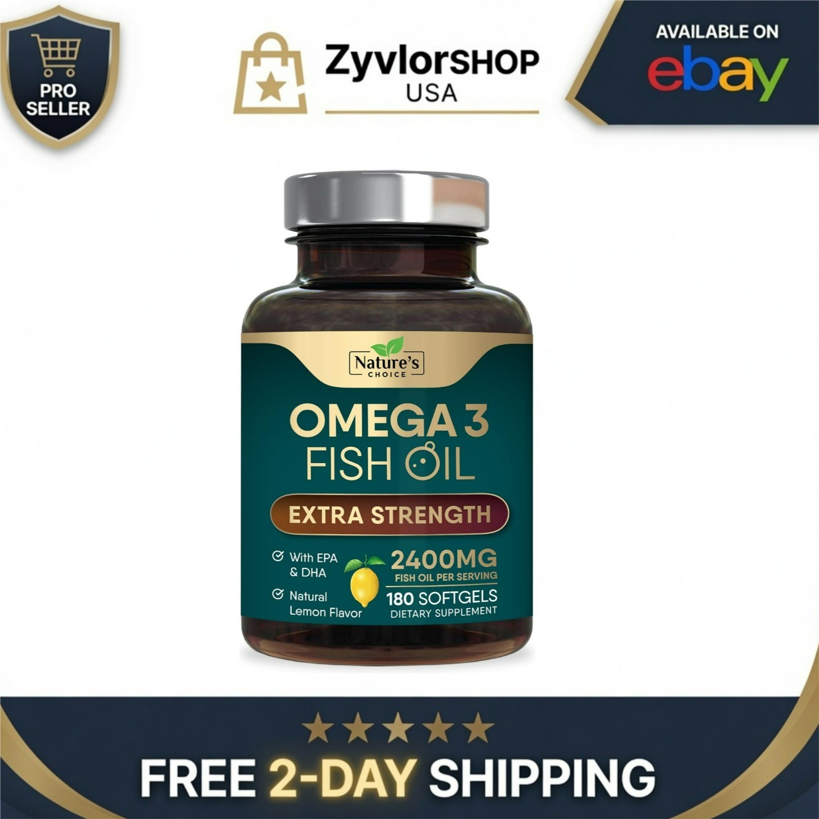 Nature’s Choice Omega 3 Fish Oil 2400mg – 180 Softgels – Heart & Brain Support