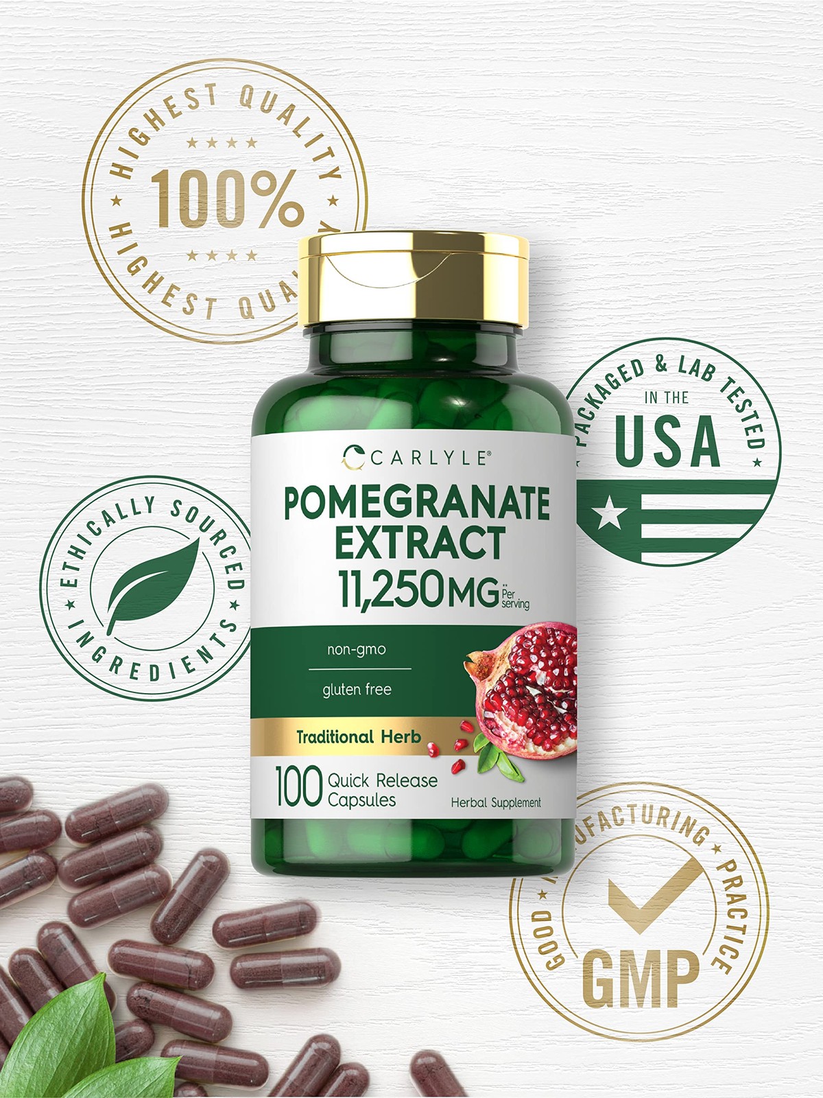 Carlyle Pomegranate Extract | 11250mg | 100 Capsules | 100 Count (Pack of 1)