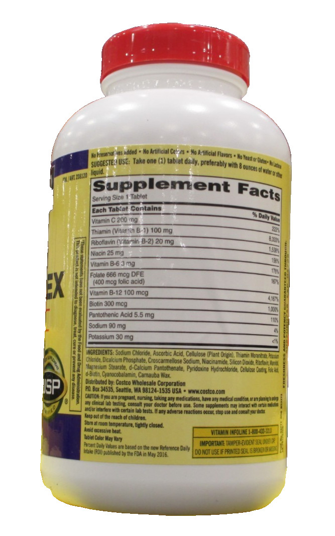 Kirkland Signature Super B-Complex with Electrolytes & Vit C 500Tabs EXP 04/2028