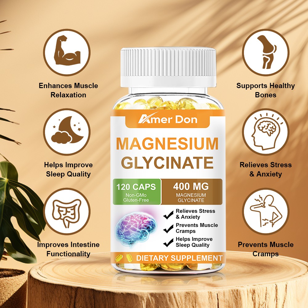 Magnesium Glycinate 400mg – Chelated High Absorption, Gluten-Free, Non-GMO