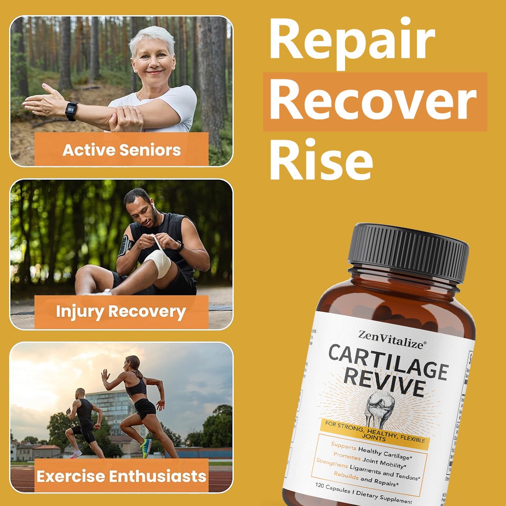 ZenVitalize Cartilage Revive 30/60/120 Caps Non-GMO Reduce Stiffness and Aches