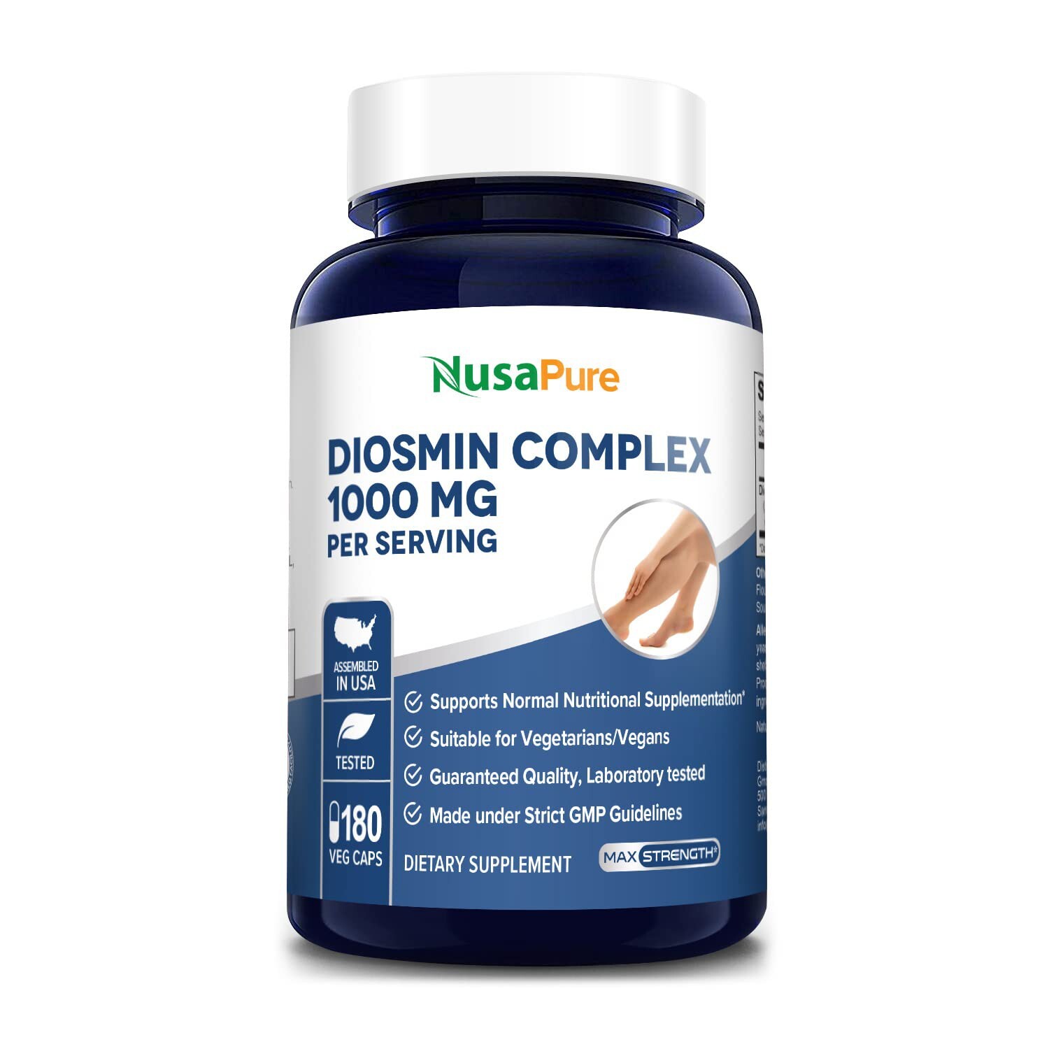 NusaPure Diosmin Complex 1,000mg per Serving 180 Veggie Caps (Non-GMO)
