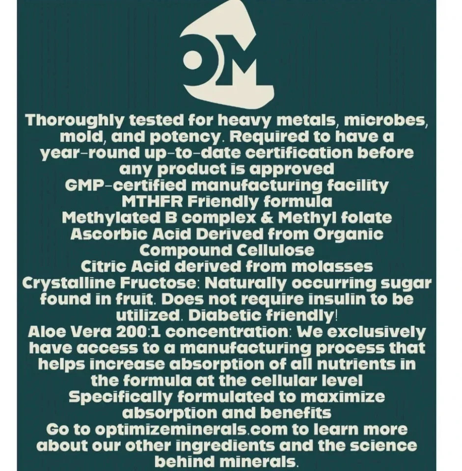 3PCS Optimize Minerals Multi – Mineral Daily Powder – Gluten Free, 30 Servings
