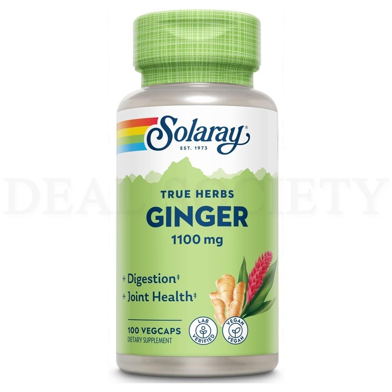 Solaray Ginger Root 1100mg for Healthy Digestion 100 VegCaps Lot of 2
