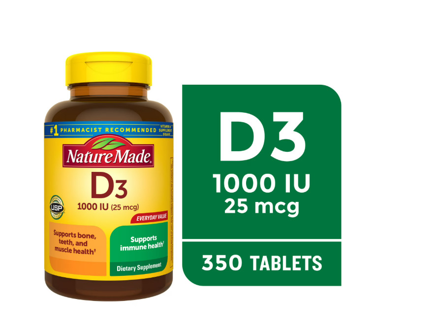 2 PACK Nature Made Vitamin D3 1000 IU Tablets, Vitamin D, Dietary Supplement