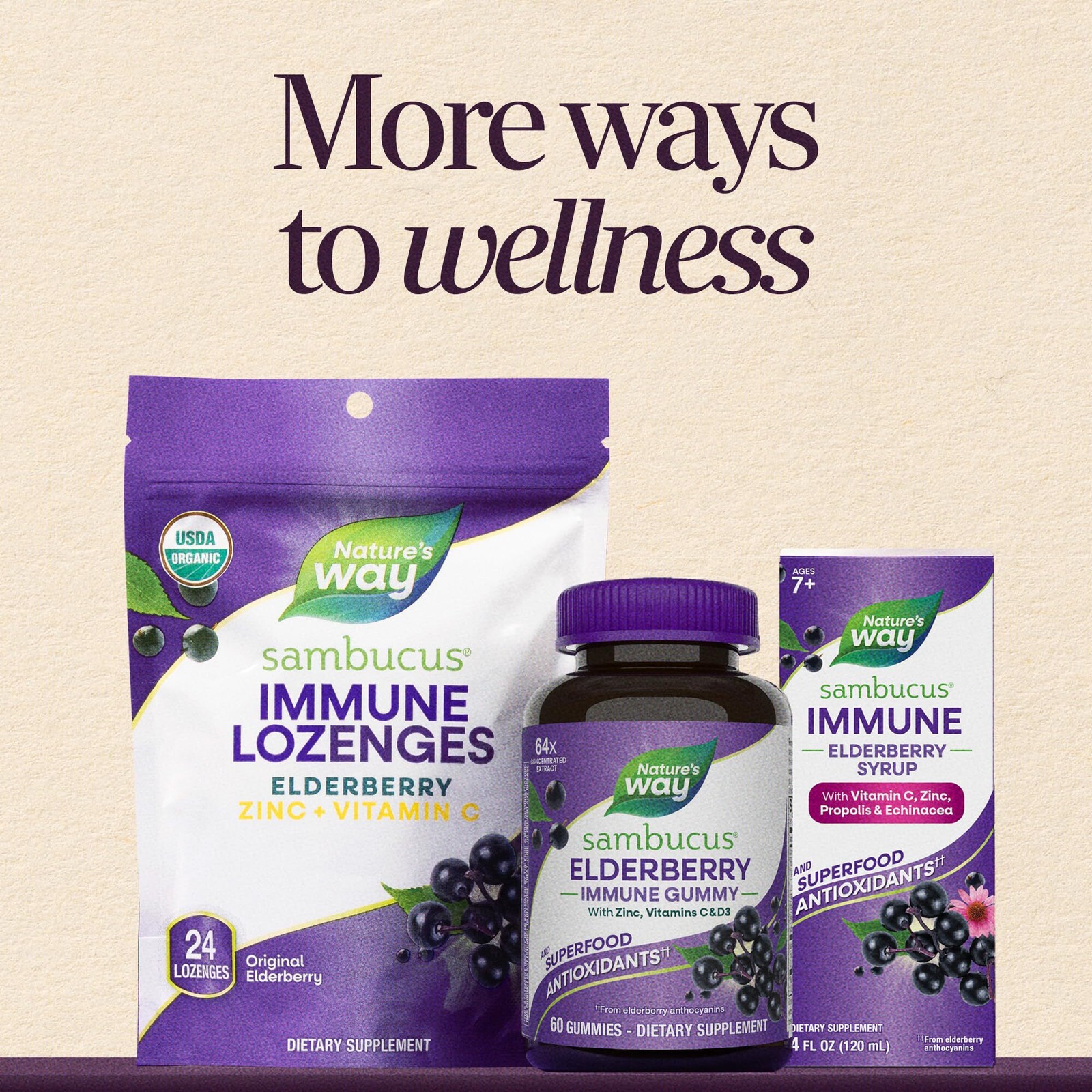 3/27 Nature’s Way Sambucus Immune Elderberry Syrup, Elderberry Extract, Vitamin