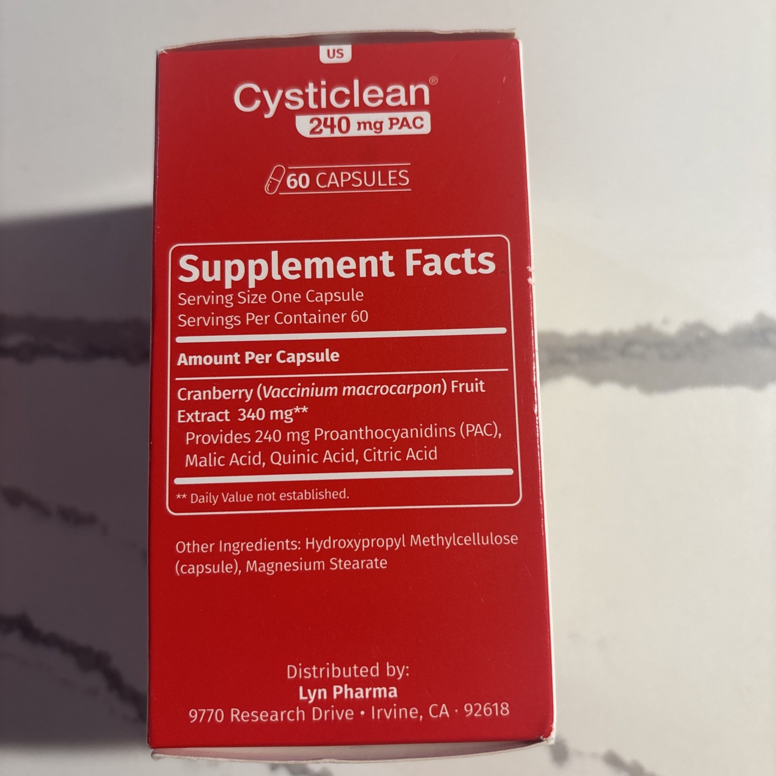 Lot of 2 Cysticlean 60 Capsules 240 Mg PAC Urinary Tract Infections Exp 02/2026