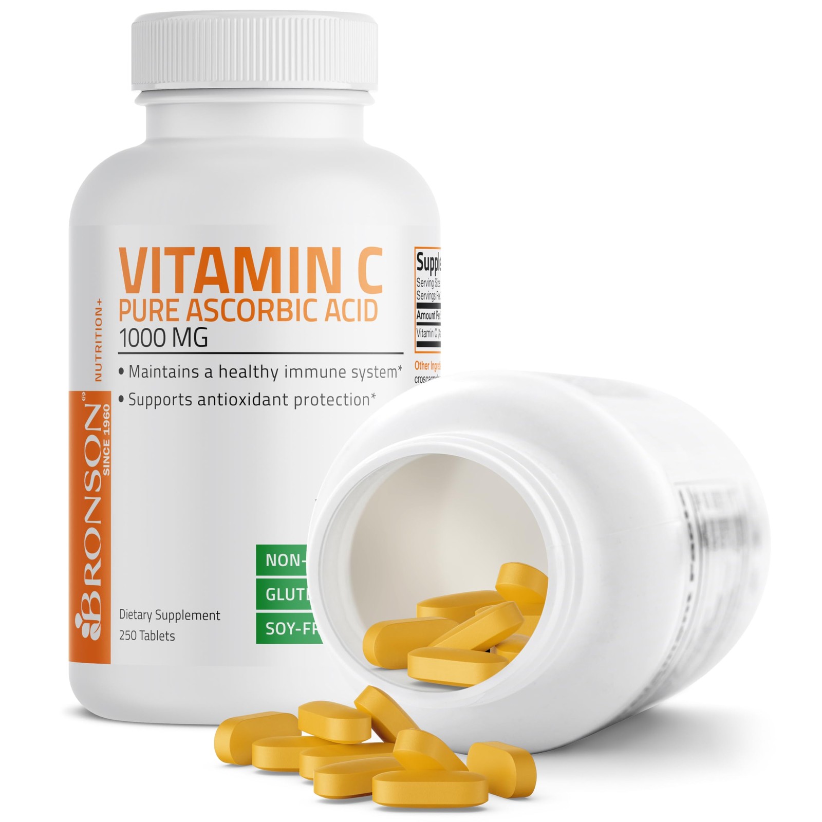 Bronson Vitamin C 1000mg Premium Non-GMO Ascorbic Acid 250 Count (Pack of 1)