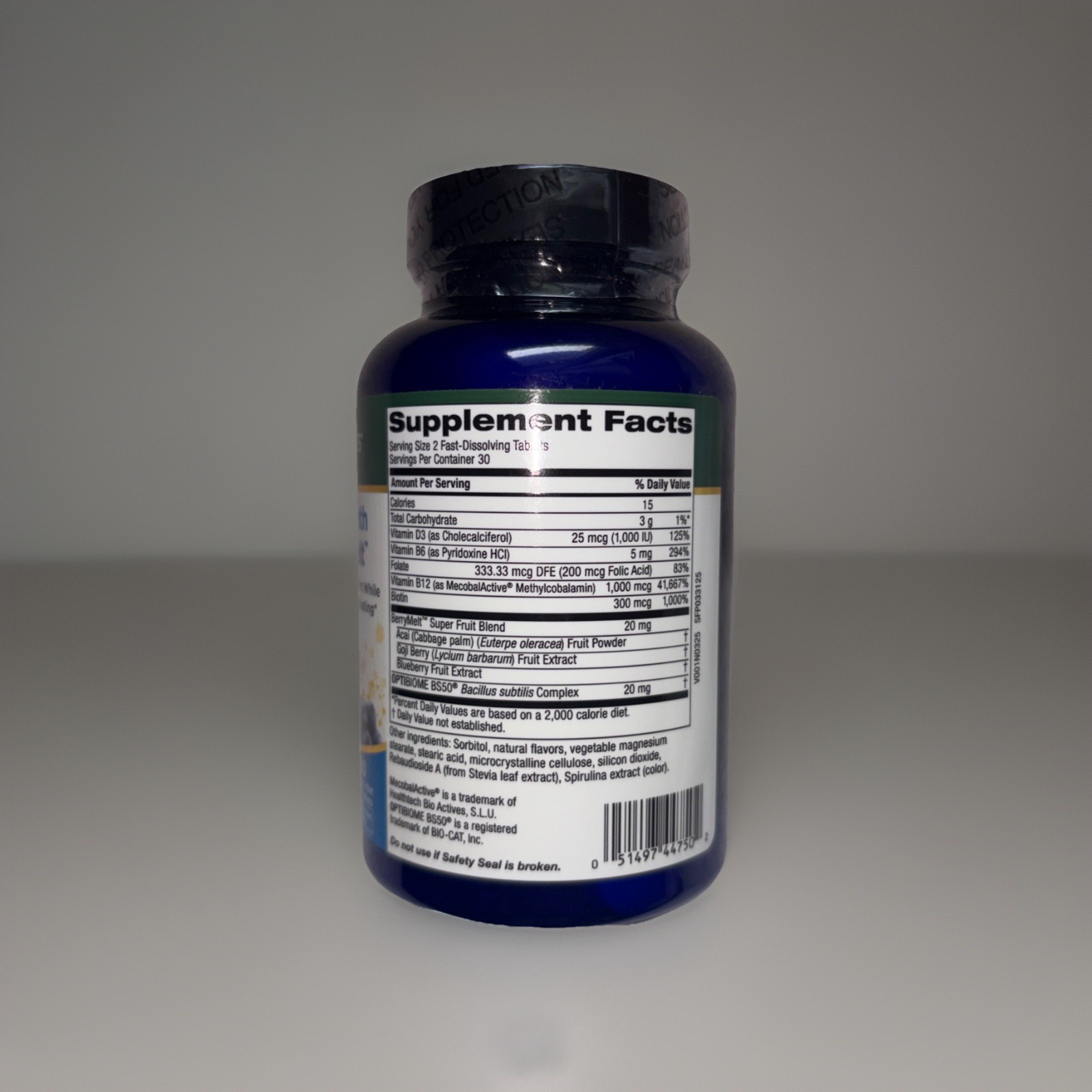Purity Products B-12 Energy Ultra Fresh Breath Blue Ice Mint Melt – 60 Tablets