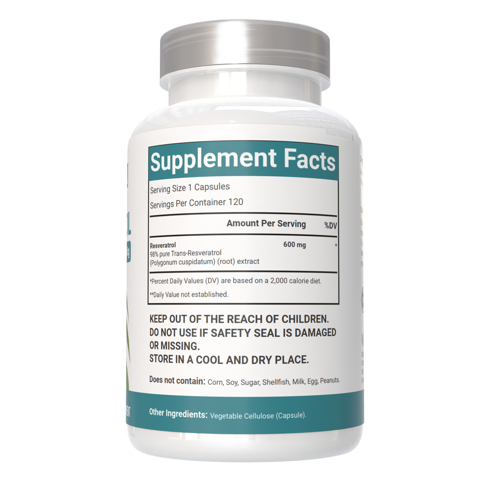 VitaCosmoX Resveratrol 600mg – 120 Capsules – Anti-Aging Antioxidant Supplement