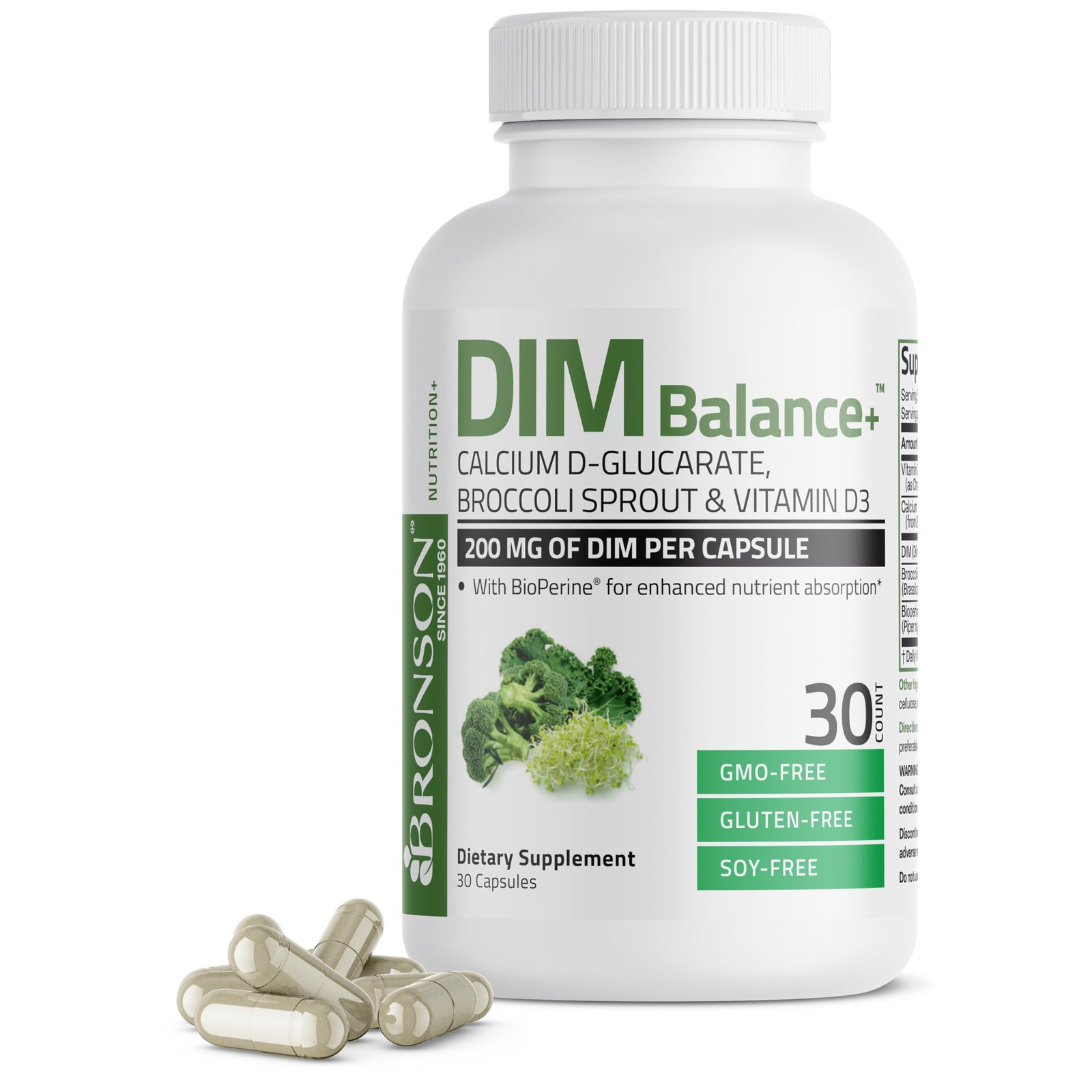 Bronson DIM Balance+ Calcium D-Glucarate, Broccoli 30 Count (Pack of 1)