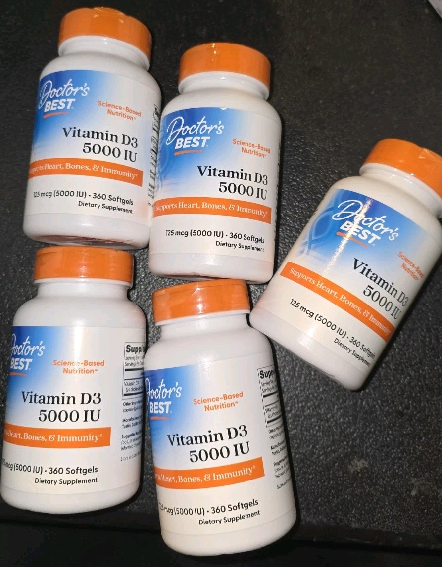 5 Pk Doctor’s Best Vitamin D3 5000 IU 125 mcg 360 Softgels exp: 06/2027