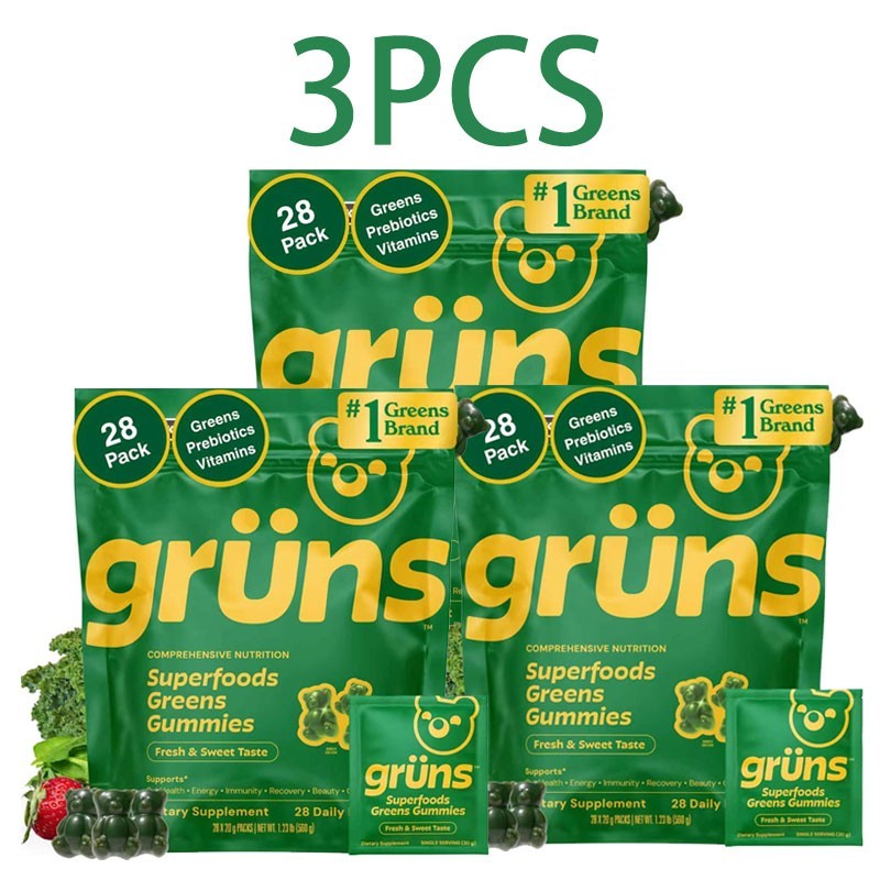 3 PACK CGruns Adults Super Greens Gummies Multivitamin Superfood Gummy Bears 28