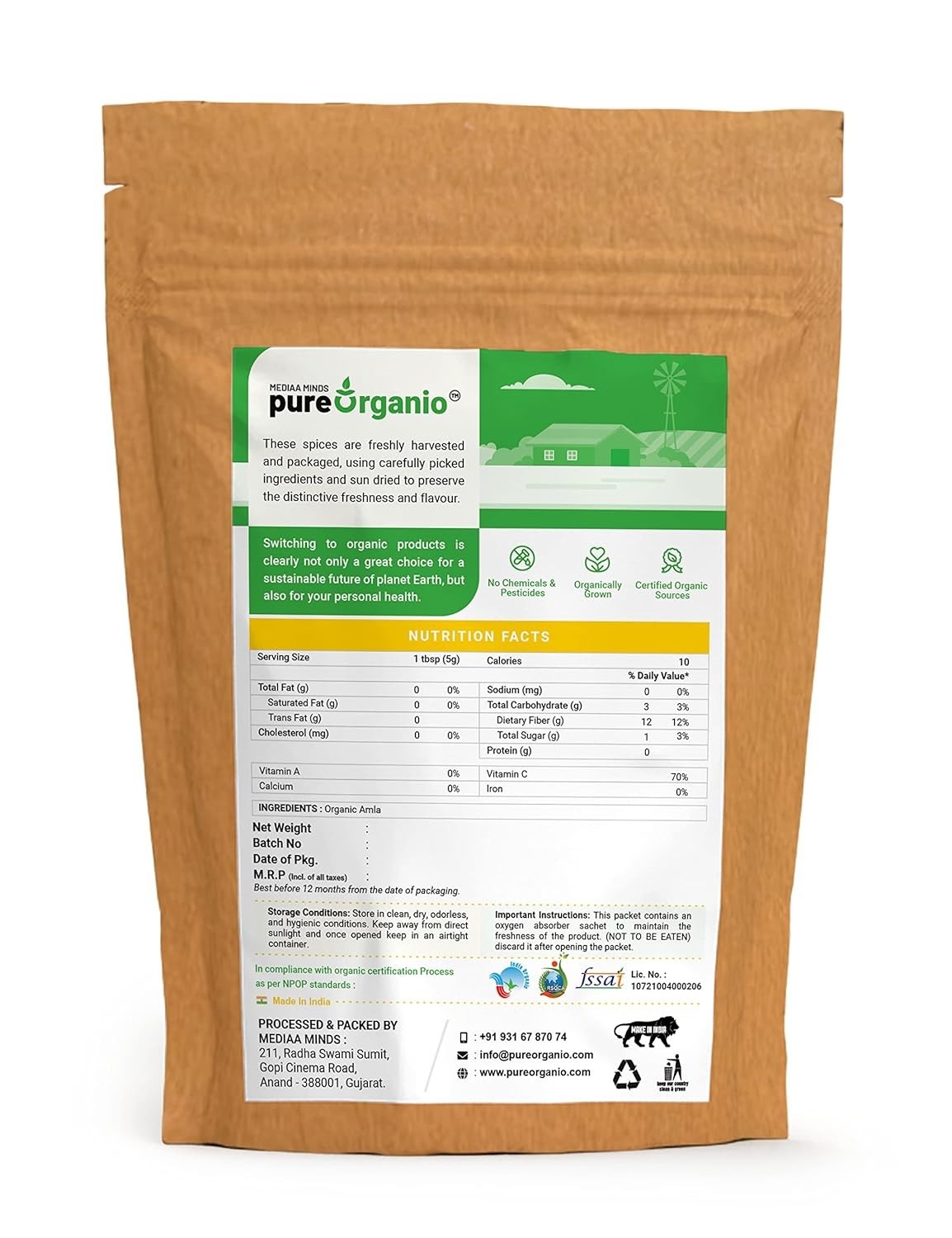 Amla Powder for Eating and Healthy Hair Nourishment 100 gm