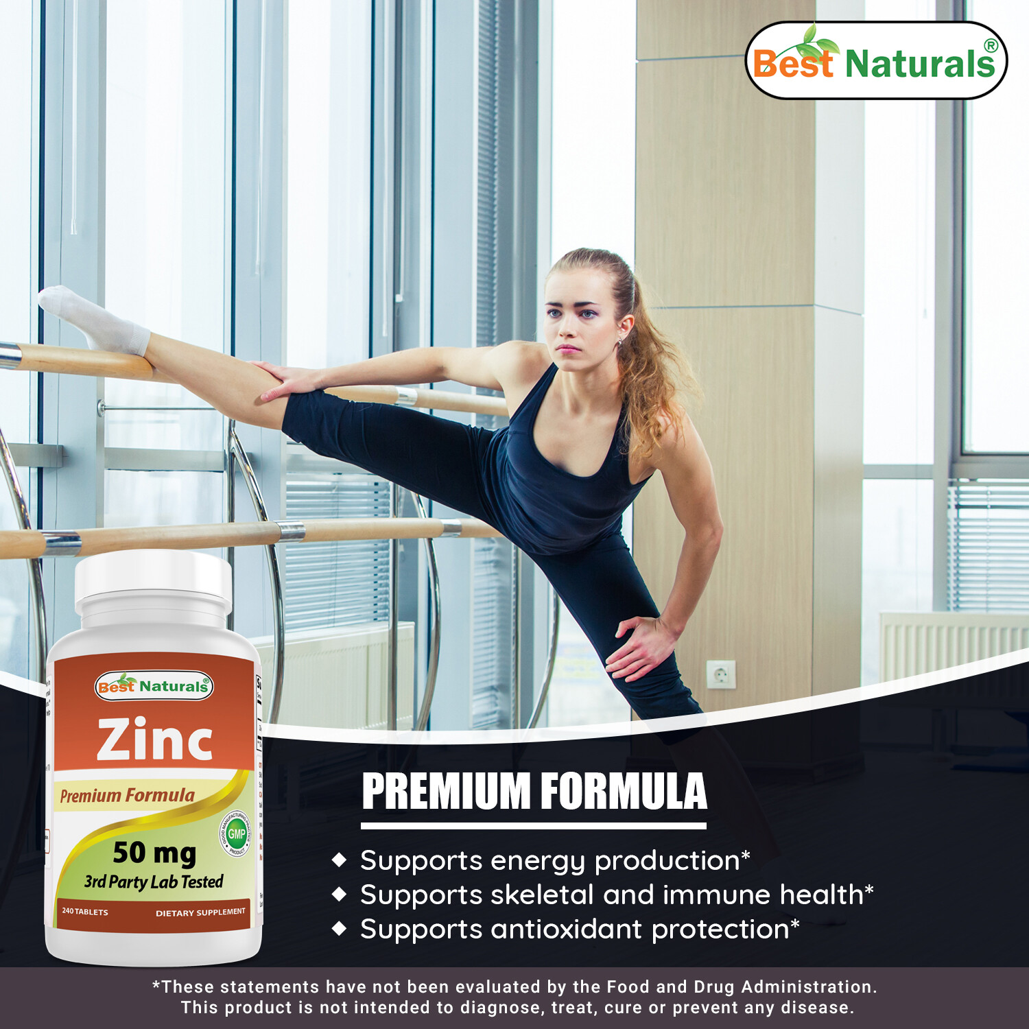 3 Pack Best Naturals Zinc 50 mg 240 Tablets