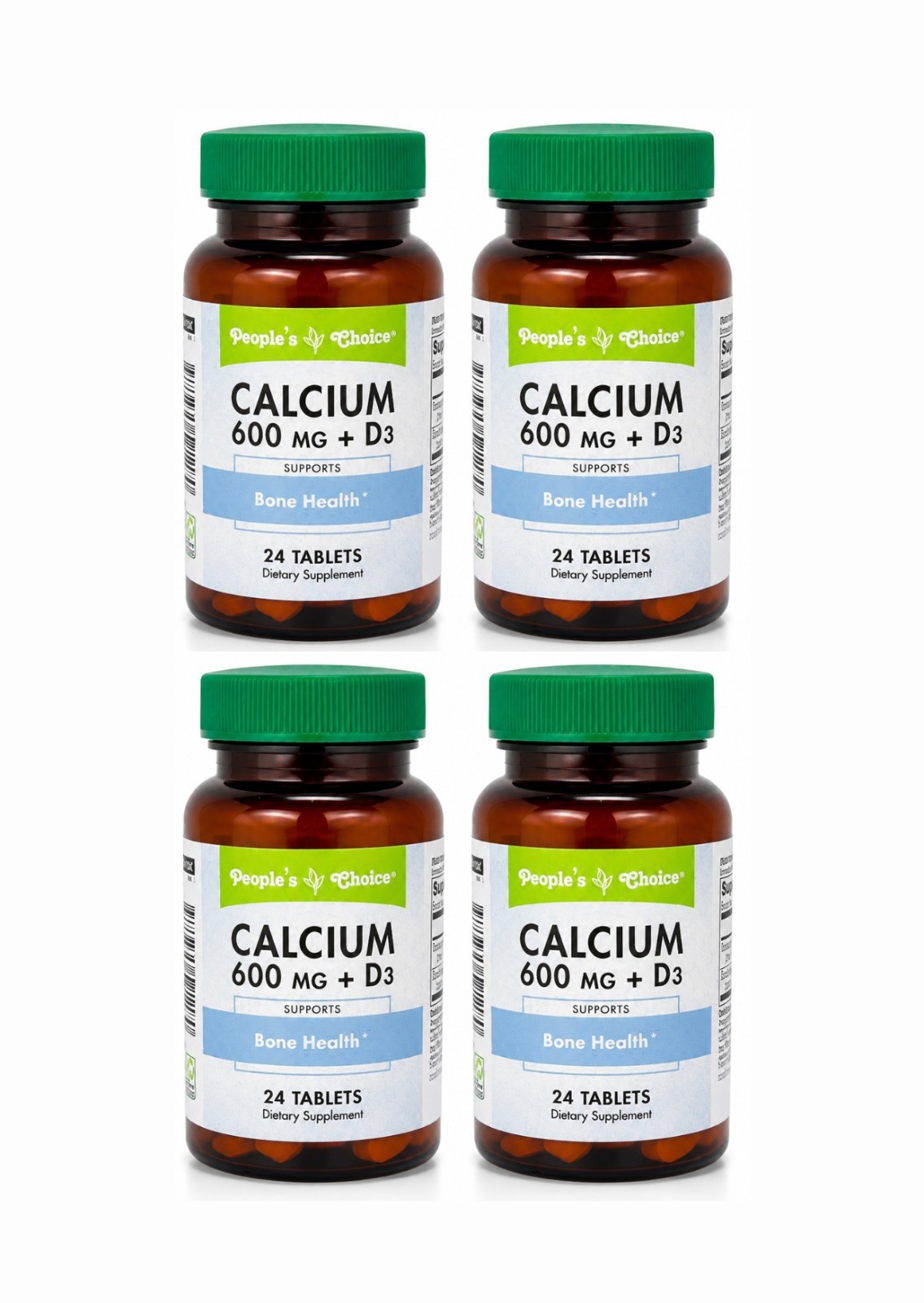 People’s Choice Calcium 600mg + D3 24 Tablets 4 Pack Bone Health Support