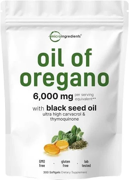 Micro Ingredients Oil of Oregano 6000mg with Black Seed Oil Carvacrol Thymoquino