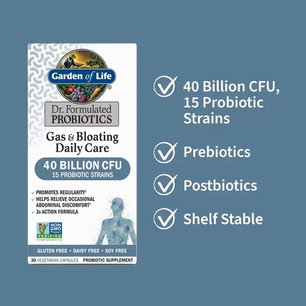 Pack 3 Garden of Life Gas & Bloating Probiotic 40 Billion CFU, 30 ct, 04/27