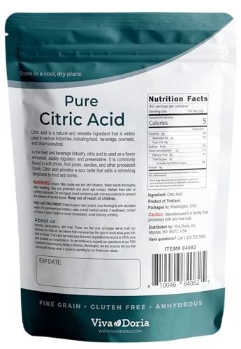 100% Pure Citric Acid, Food Grade, Fine Grain, 2 Lb (907 G)