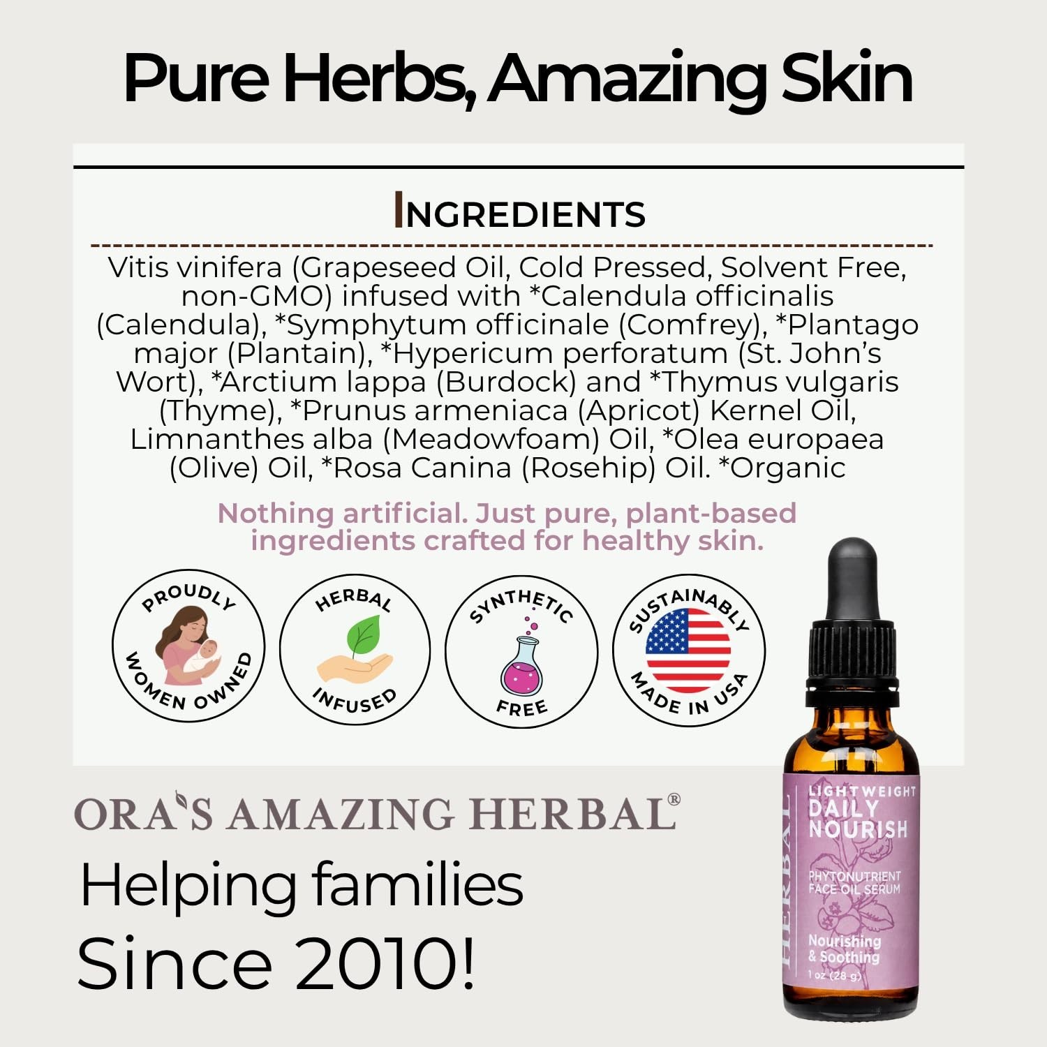Ora’s Amazing Herbal Lightweight Daily Nourish, Organic Calendula, Thyme, Pla…