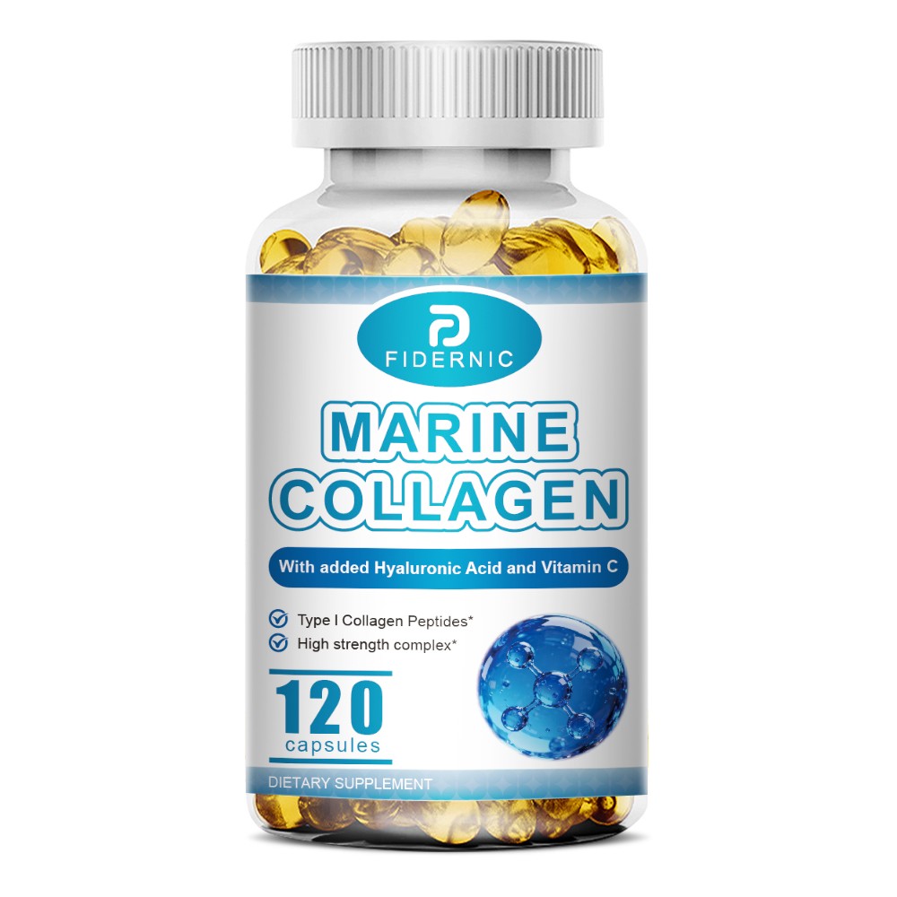 Marine Collagen 1300mg With added Hyaluronic Acid and Vitamin C，120 capusles