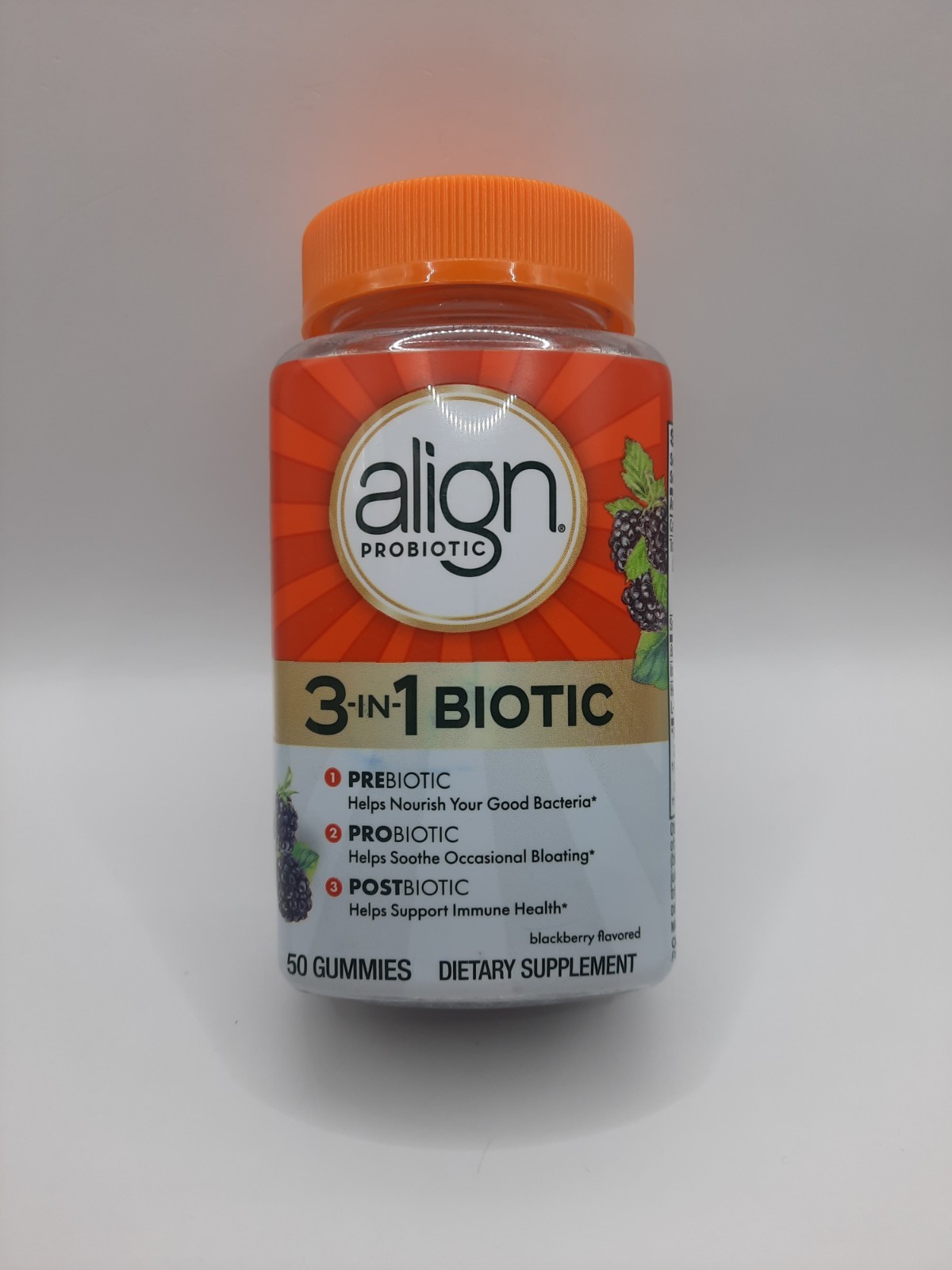 Align Probiotic 3-in-1 50 Gummies, Prebiotic + Probiotic + Postbiotic Exp. 04/27