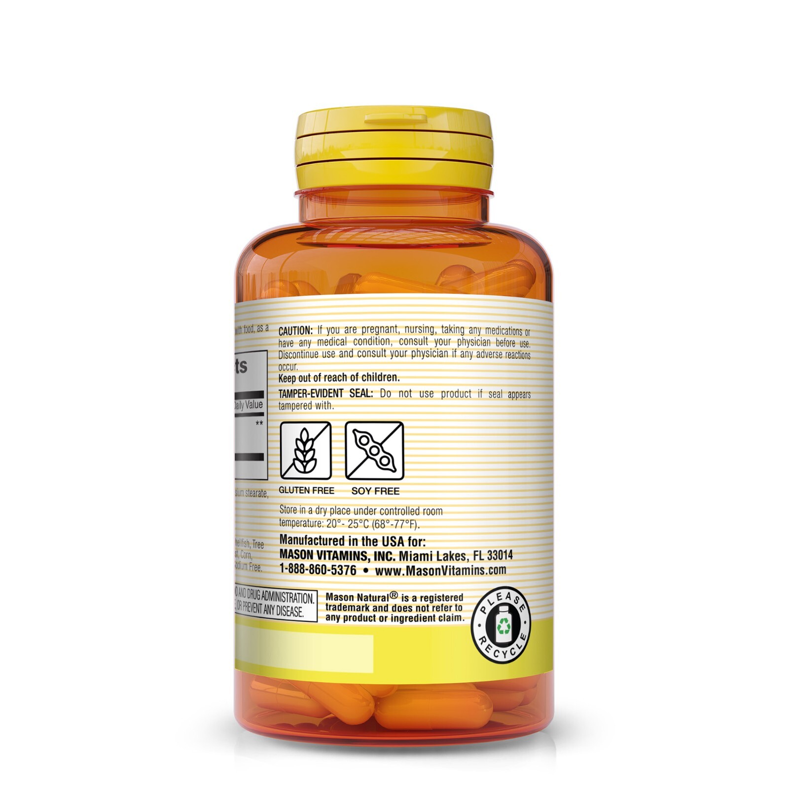 Mason Natural Whole Herb Ginger 500 mg, Stomach Natural Supplement, 60 Capsules