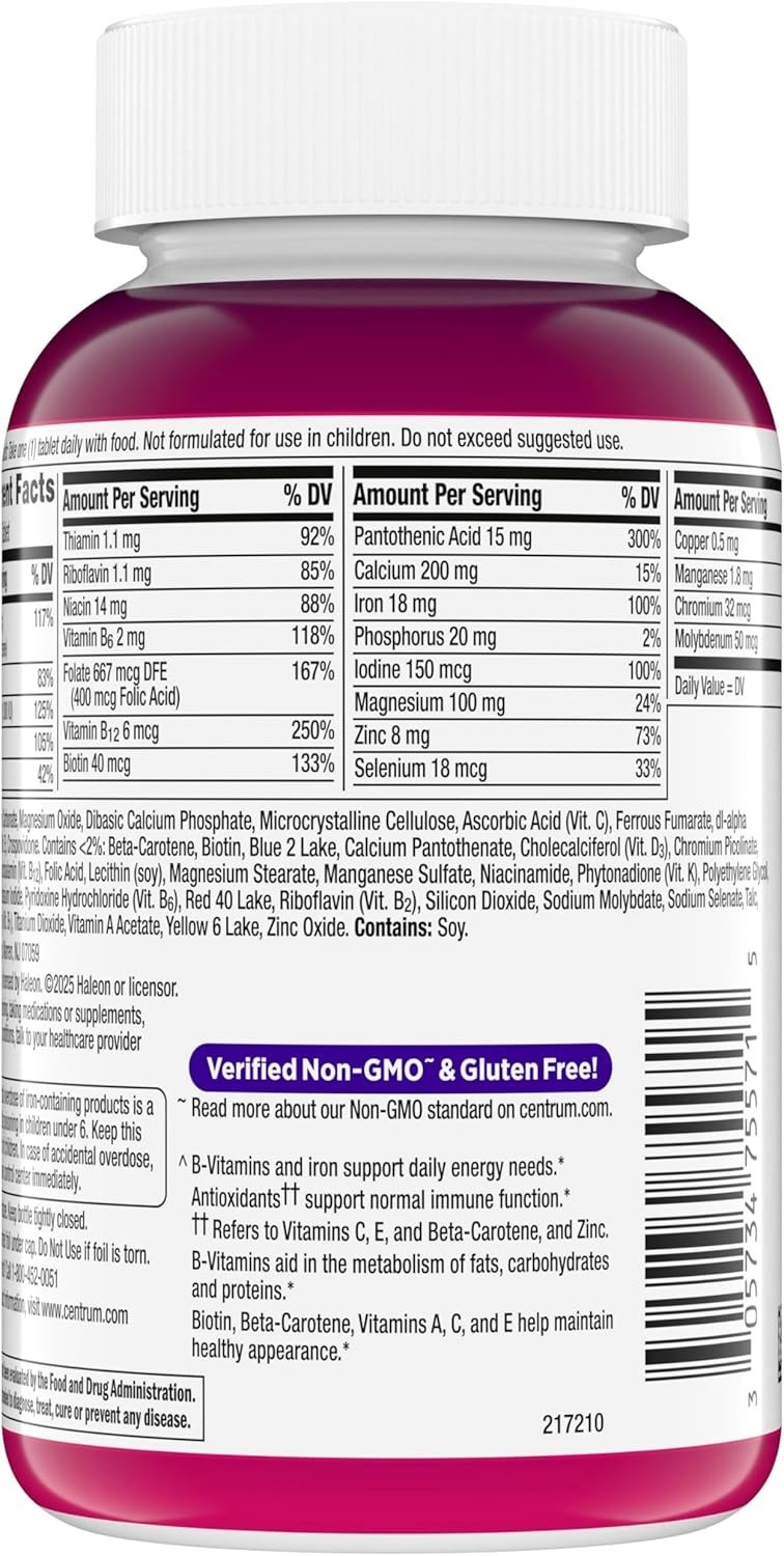 Centrum Women Multivitamin With Vitamins A, B, C, D3 & E, 200 Count, EXP 06/27