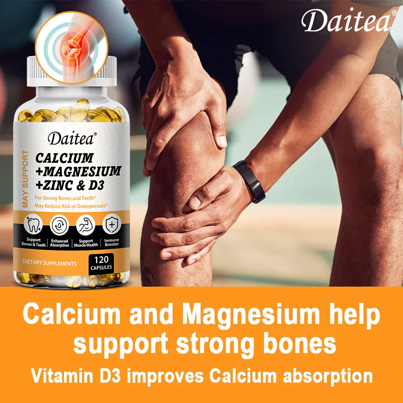 Calcium Magnesium Zinc Capsules Strong Bones &Teeth Nerve & Muscle Support 120pc