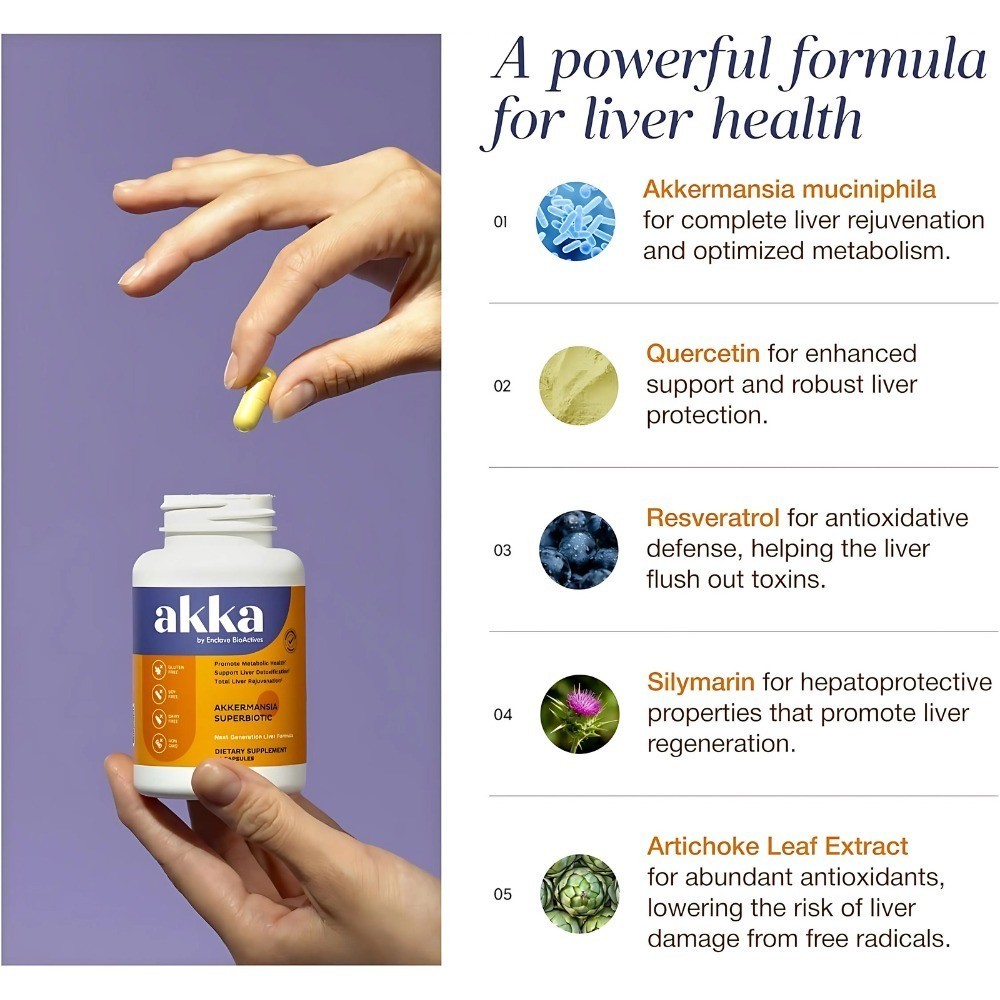 60 Caps AKKA Superbiotics Liver Health Digestion & Metabolism Support