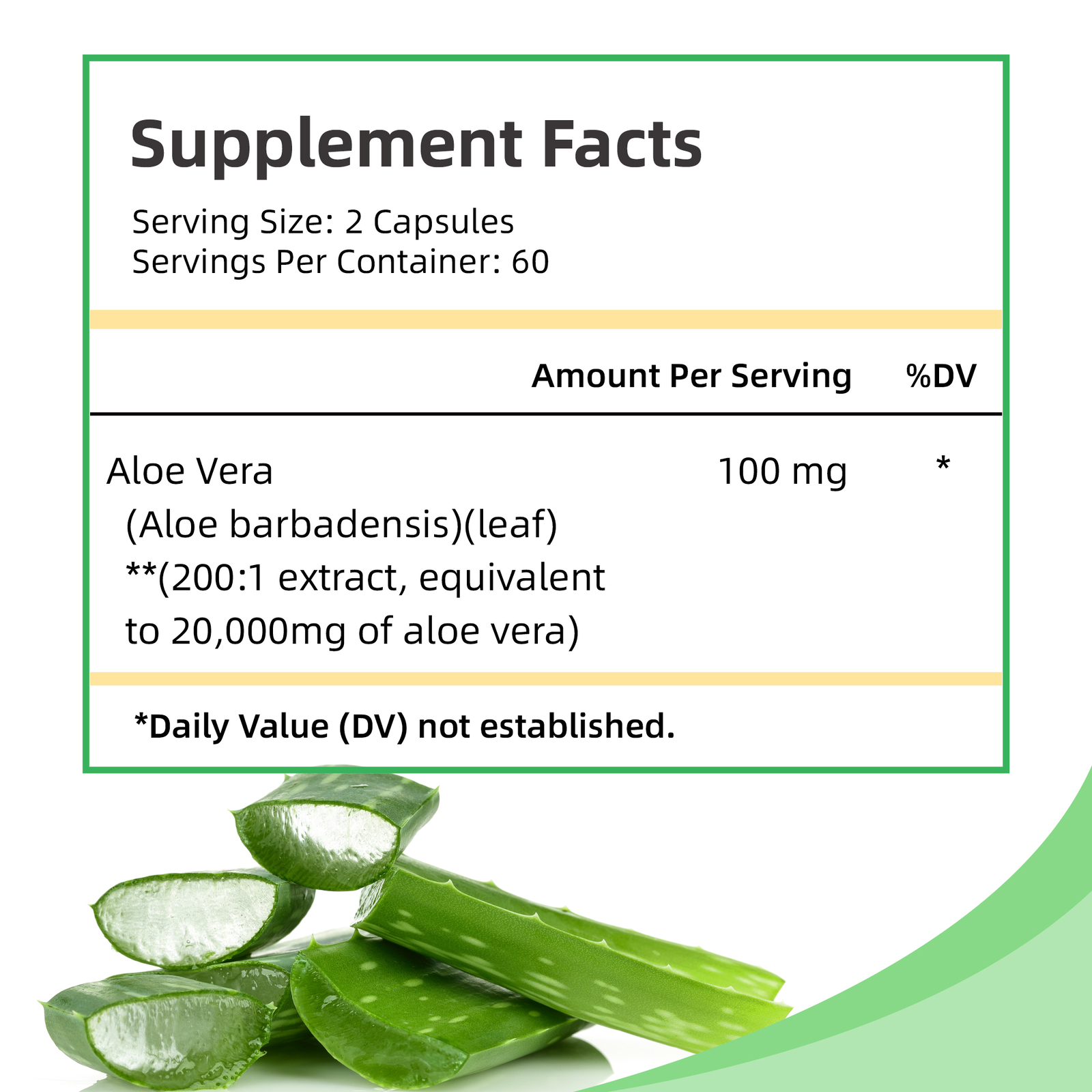 120pcs Aloe Vera 20000mg – Enhance Overall Health, Balance Stomach Acid Levels