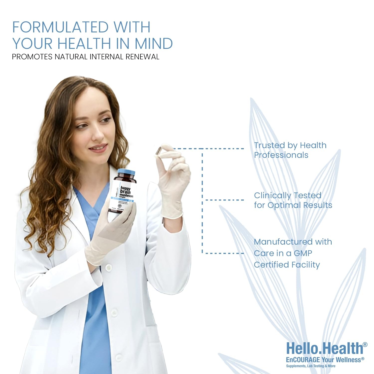 Hello Health Happy Brain Mushroom Complex Nootropics Brain Support Supplement