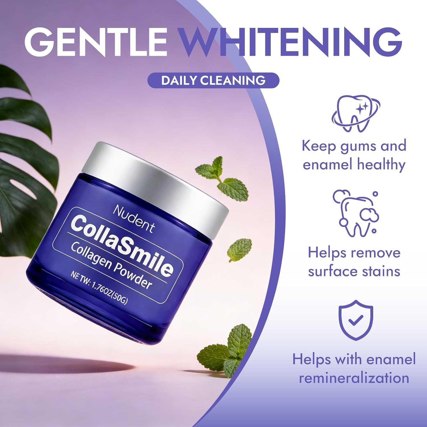 Nudent Collasmile Collagen Tooth Powder with Hydroxyapatite – Enamel Strengtheni