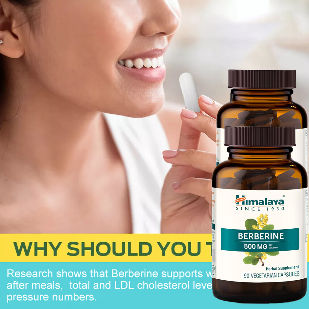 Himalaya BERBERINE 500 mg Per Capsule , 90 Vegan Capsules
