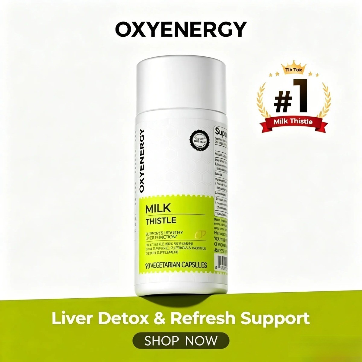 Oxyenergy Milk Thistle 300mg – 6 Herbal Blend Liver Cleanse & Detox, 90 Caps