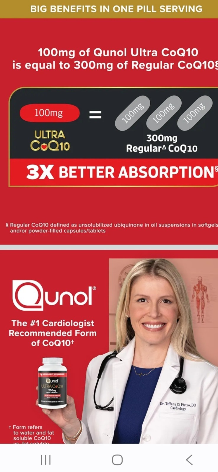 Qunol Ultra CoQ10 Softgels, 100mg, 90 Count Heart Health Supplement