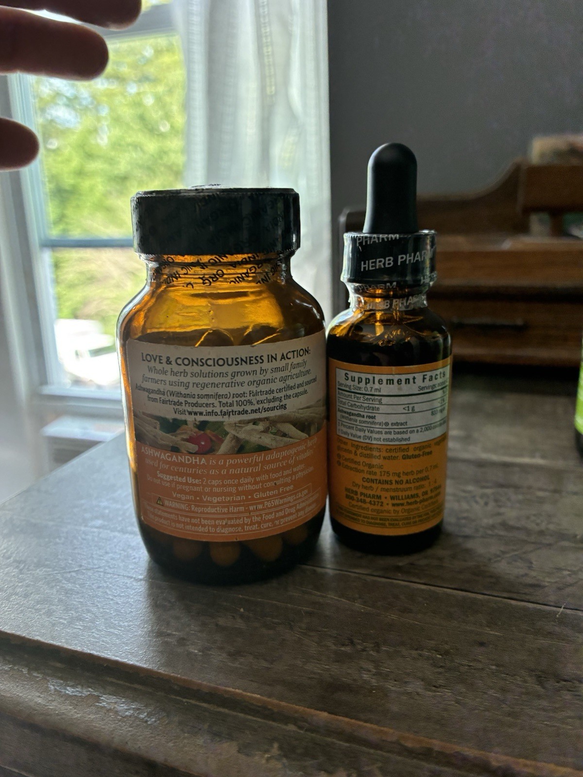 Organic India Ashwagandha Caps + Herb Pharm Liquid Extract Bundle New Sealed
